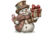 Snowman With Gift Clipart PNG, an Illustration by Memories By Lea (Thumbnail 15 of 17)