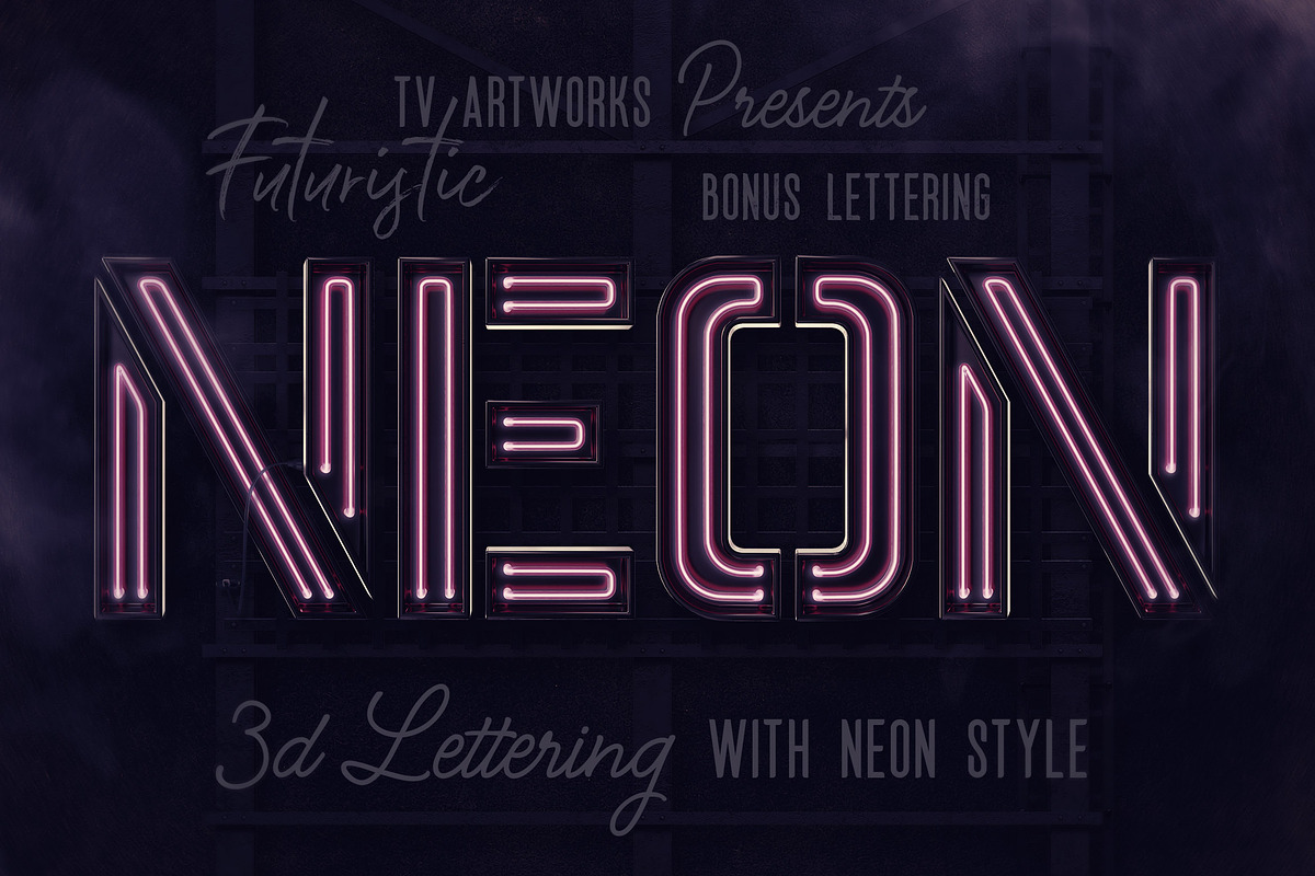 Futuristic Neon 3D Lettering, a Graphic by TVartworks (Photo 6 of 20)