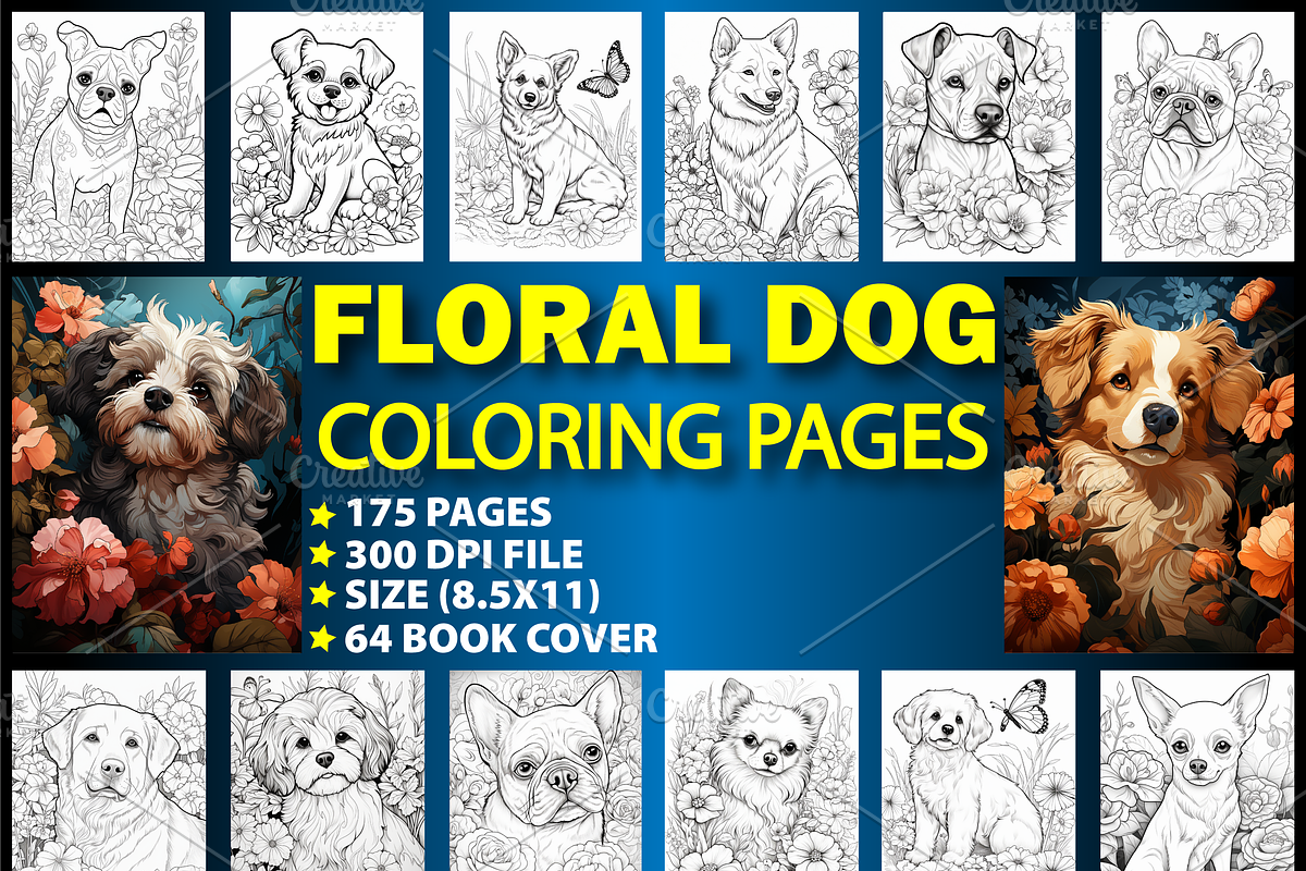 175 Realistic Dog Coloring Pages, a Stationery Template by Design Station (Photo 1 of 4)