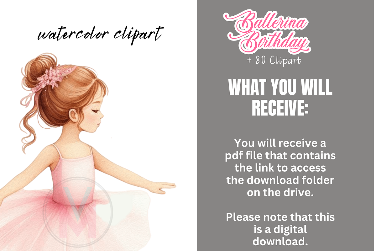 Watercolo Ballerina Clipart PNG Pink, a Person Illustration by VM PARTYS  BY TAIRUMA (Photo 4 of 10)