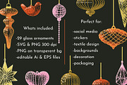 RETRO CHRISTMAS ORNAMENTS: clipart, a Seasonal Illustration by Elliko shop (Thumbnail 4 of 7)