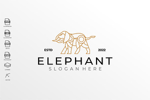 Geometric Lineart Elephant Logo Icon