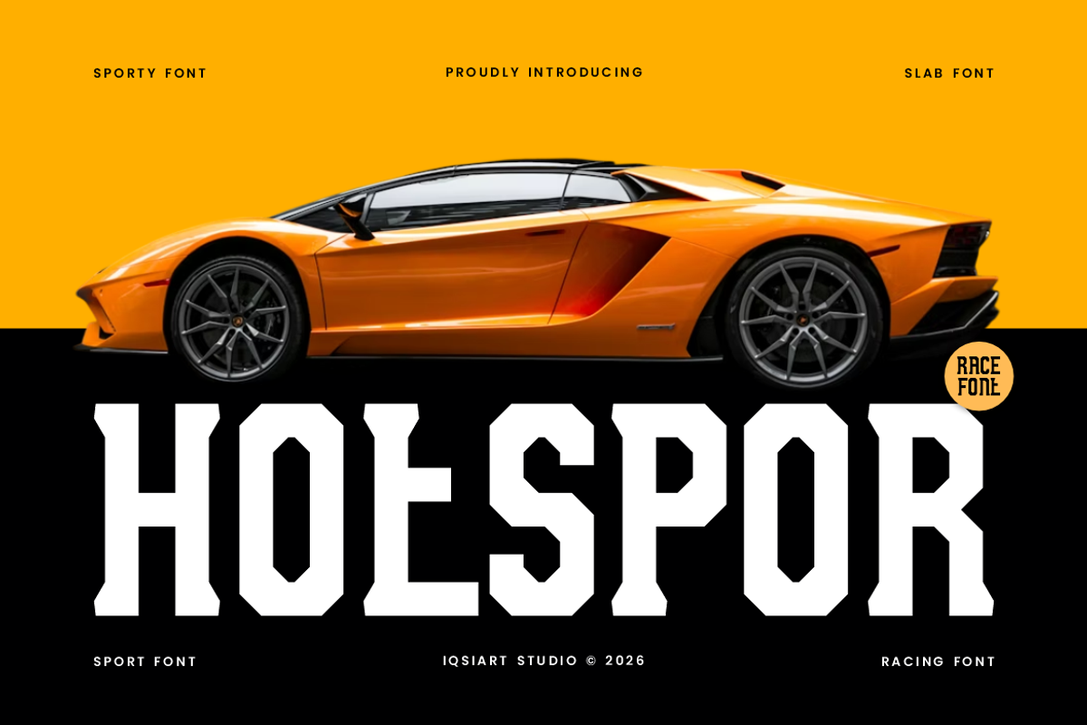 Hotspor - Sport Racing Font, a Sans Serif Font by Iqsiart Studio (Photo 1 of 9)