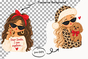 Girly Christmas Clipart Leopard Bow, a Seasonal Illustration by SugarCloudStudioArt (Thumbnail 2 of 6)