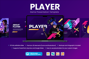 Player - Game Google Slides Template, a Presentation Template by Flat Icons