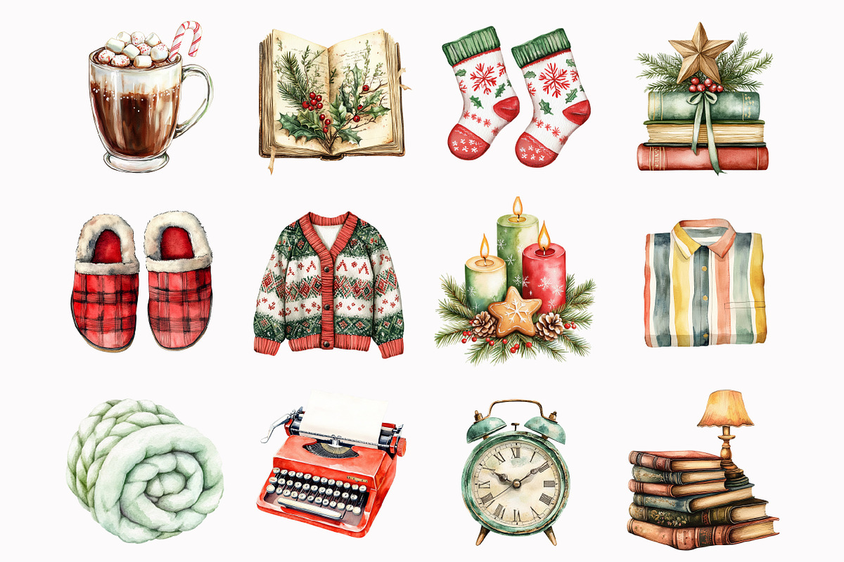 Cozy Christmas Reading Clipart, a Seasonal Illustration by Design Market (Photo 2 of 5)