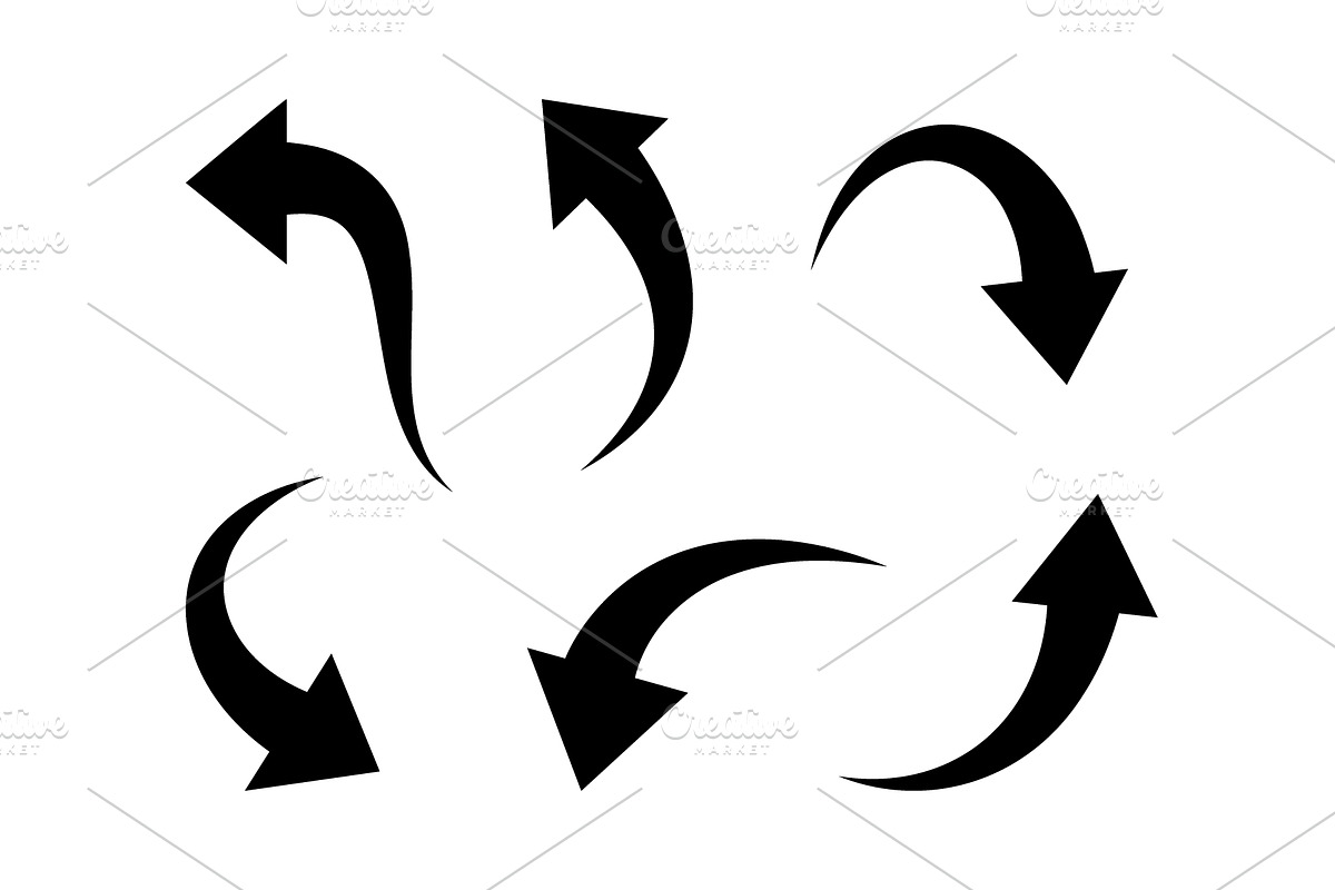 Black minimal arrows. Clean arrows, an Object Illustration by GraphiShop