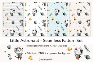 Little Astronaut Pattern & Clipart