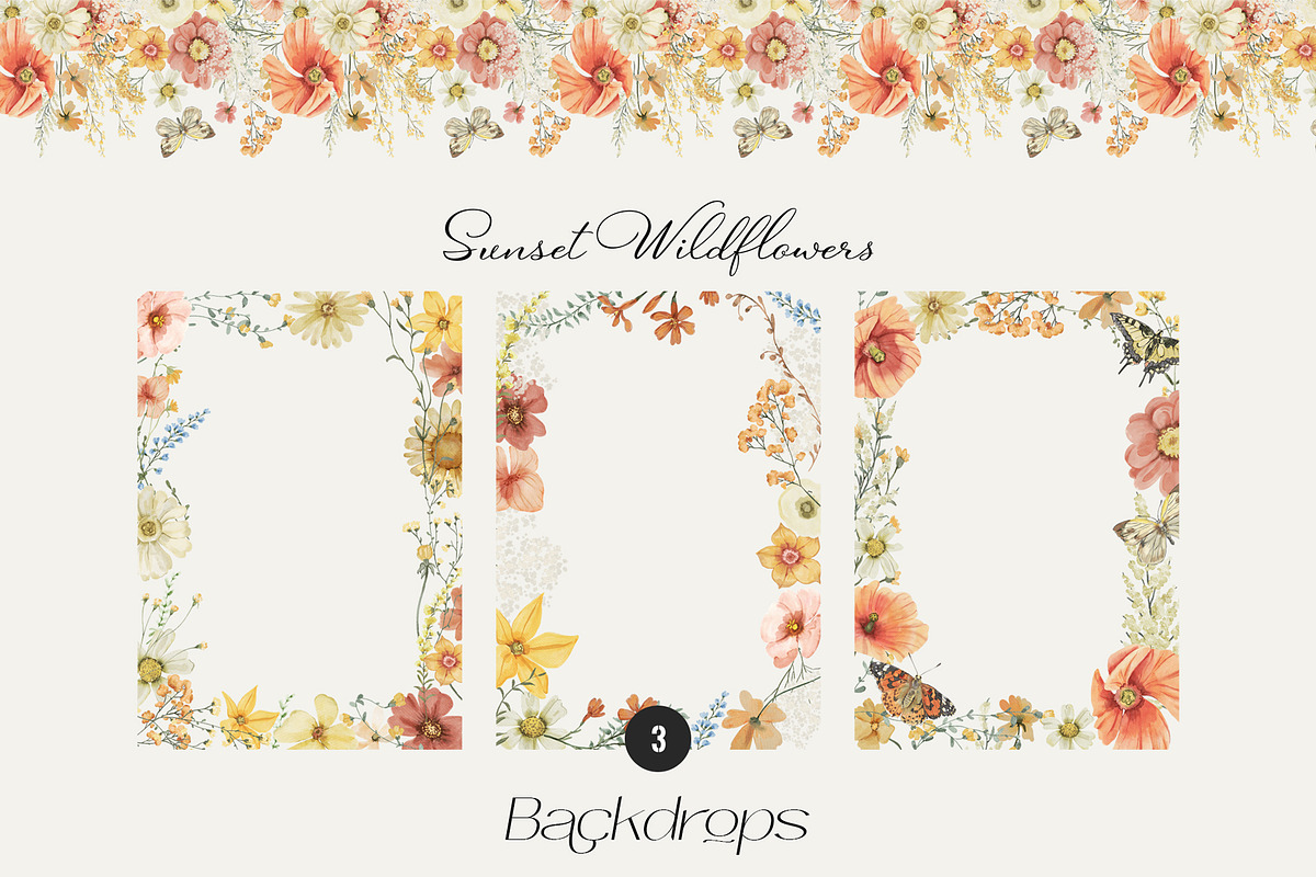 Sunset Wildflowers Delicate Flora, a Decorative Illustration by SunnyAfternoons (Photo 9 of 15)