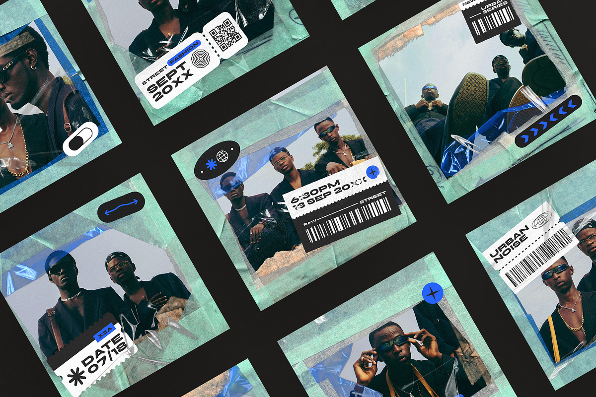 8 Modern Grunge Social Posts, a Social Media Template by Parisa-Artstudio (Photo 4 of 4)