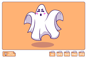 Cute Spooky Ghost Cartoon Vector