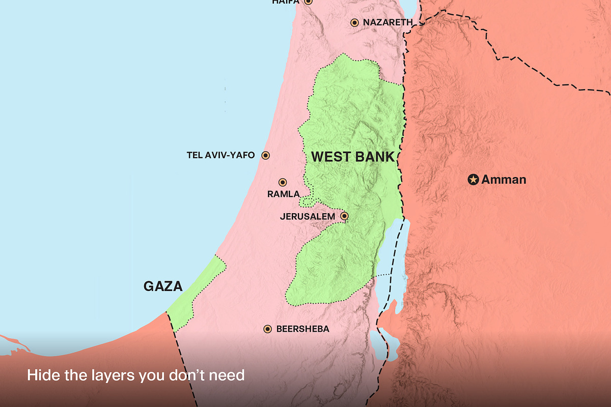 Israel Palestine vector map, a Work Illustration by Fucina™ (Photo 4 of 7)