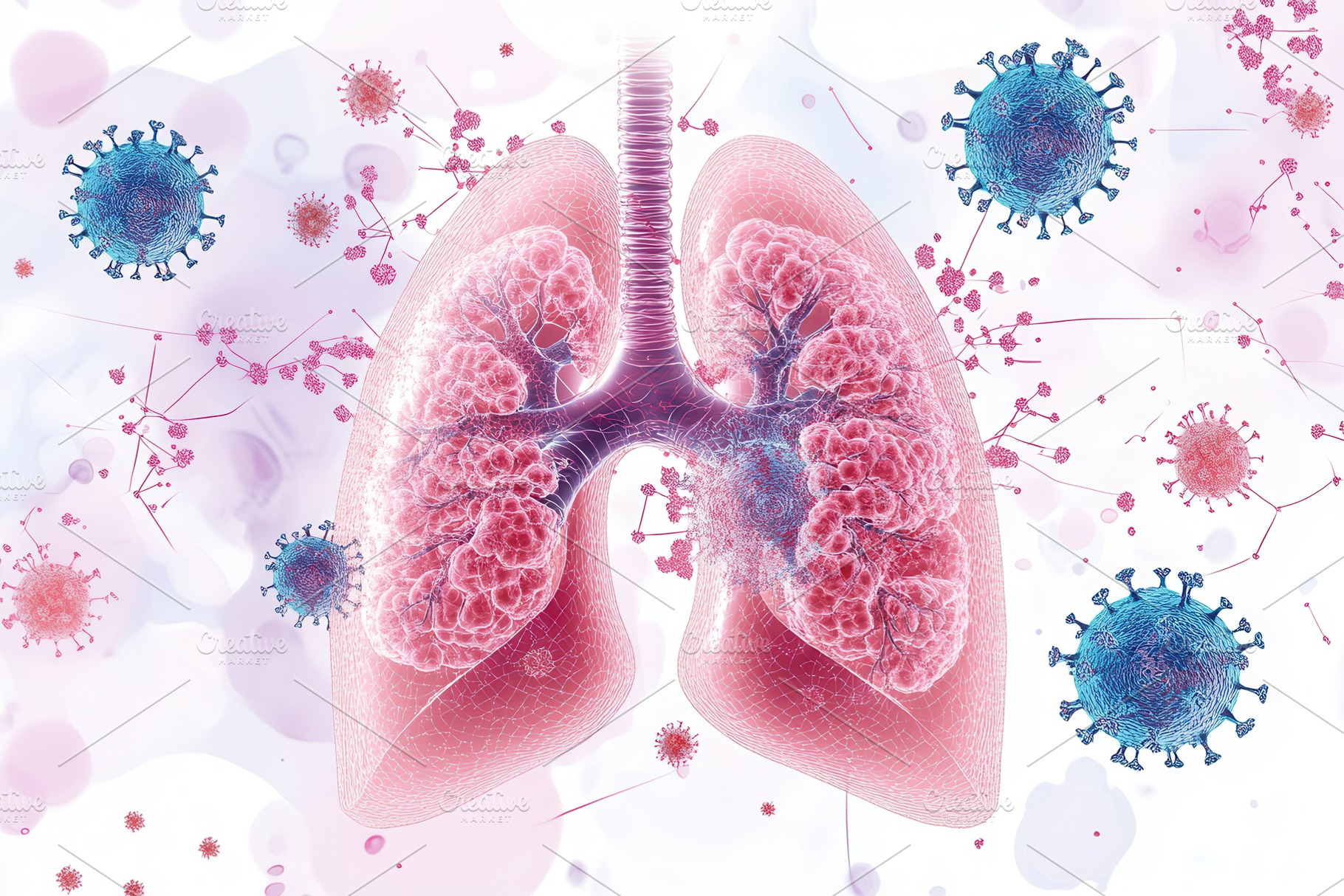 Detailed illustration of human lungs, a Photo by Tanuart