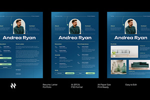 Modern Gradient CV Resume Pack, a Resume Template by Neermana