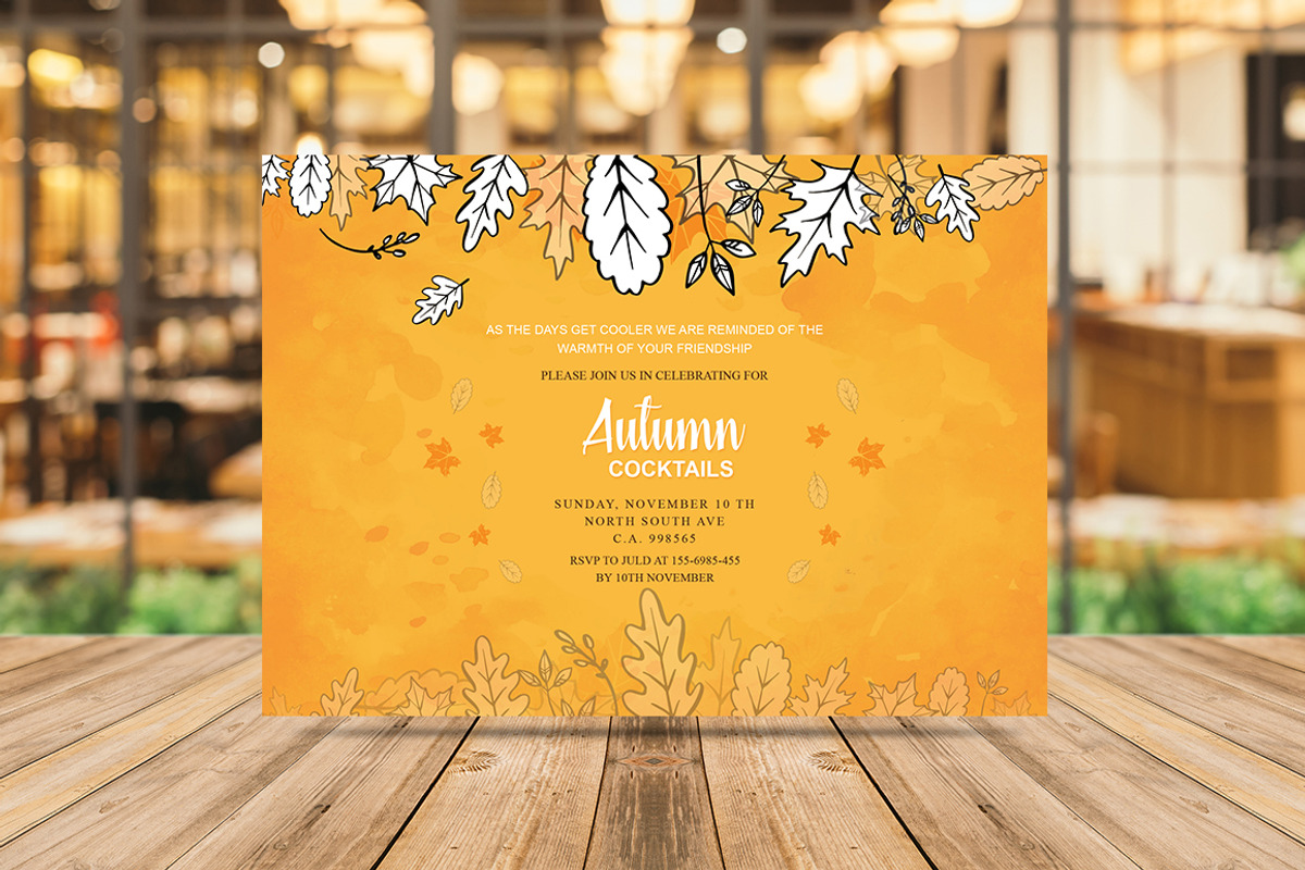 Autumn Cocktails Party Invitations, a Card Template by Madhabi Studio (Photo 2 of 2)