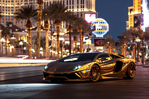 A gold colored sports car drives dow, a Photo by Iftikhar Alam