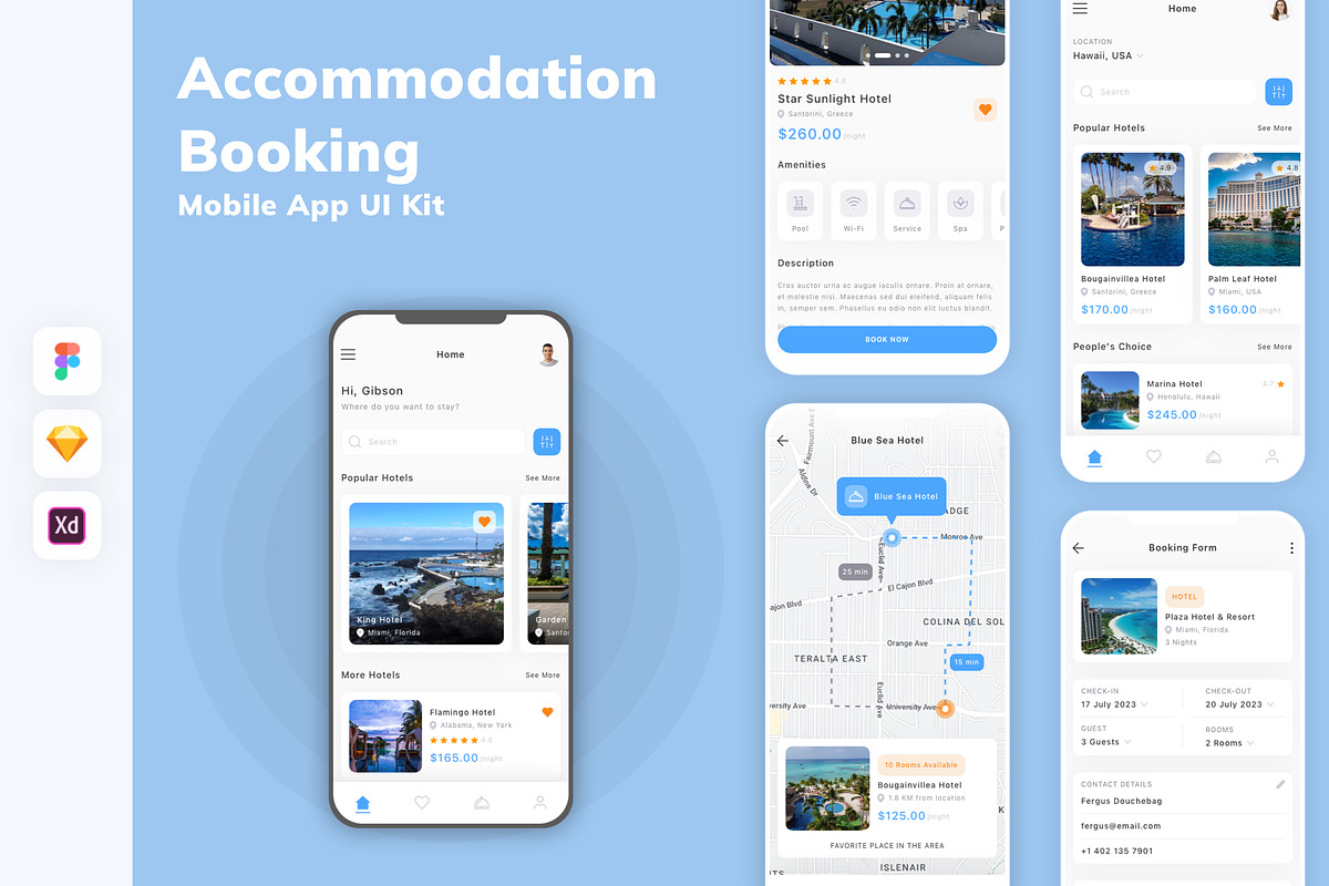 Accommodation Booking App UI Kit, an UI Kit Template by uicube