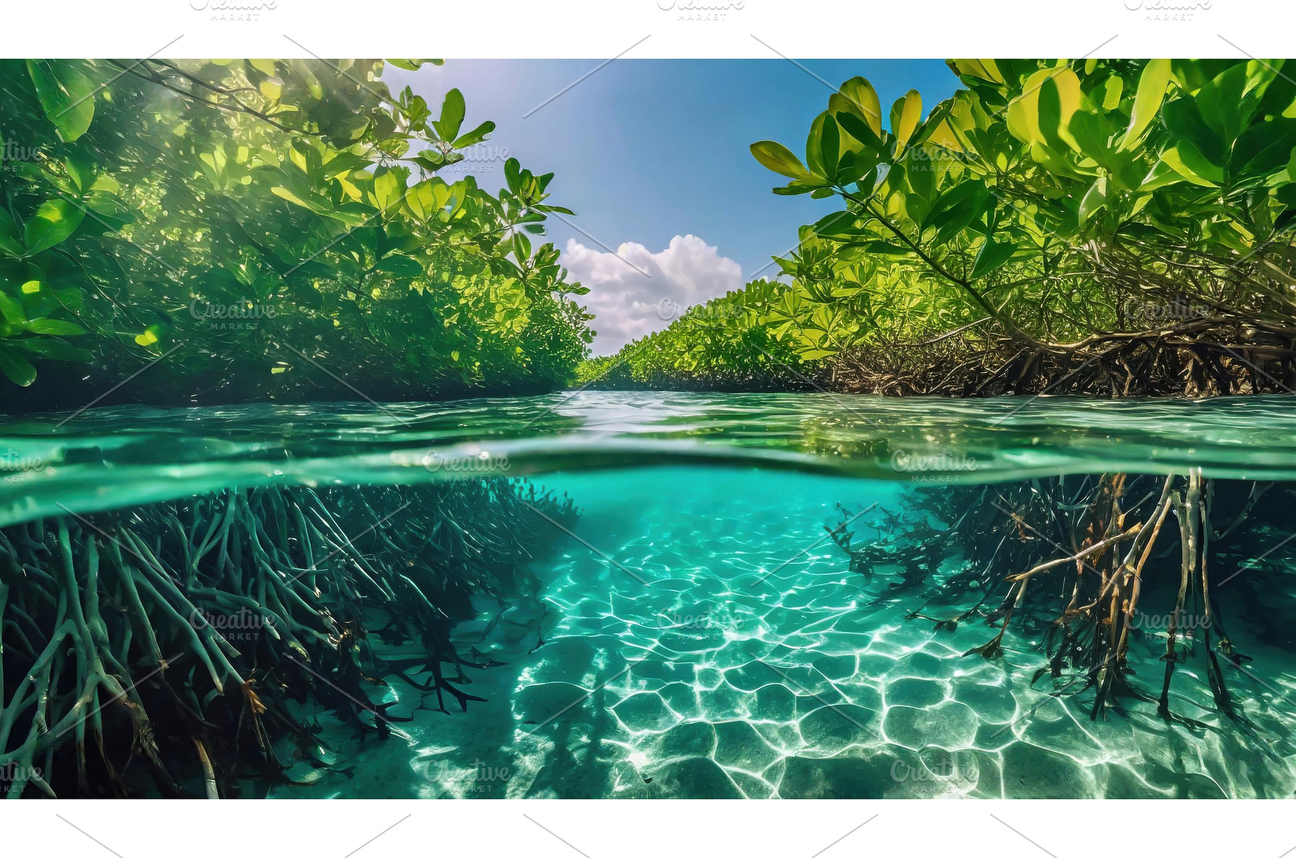 An underwater mangrove view with, a Nature Photo by Igor Tichonow