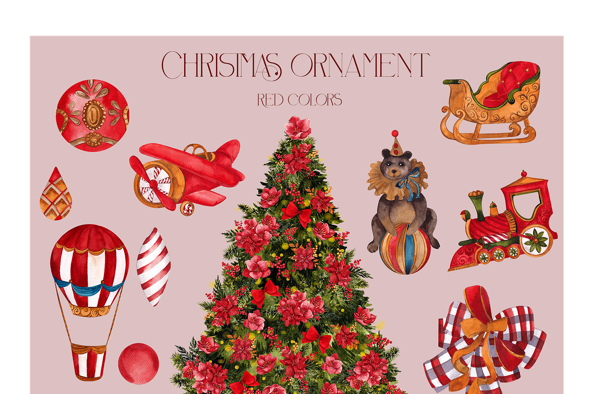 Watercolor Christmas ornaments, an Object Graphic by ma_i_vi (Photo 4 of 20)