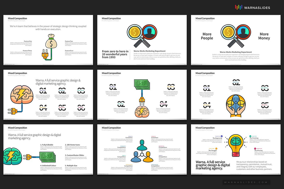 Mixed Graphics PowerPoint Templates, a Presentation Template by Warna Works (Photo 9 of 13)