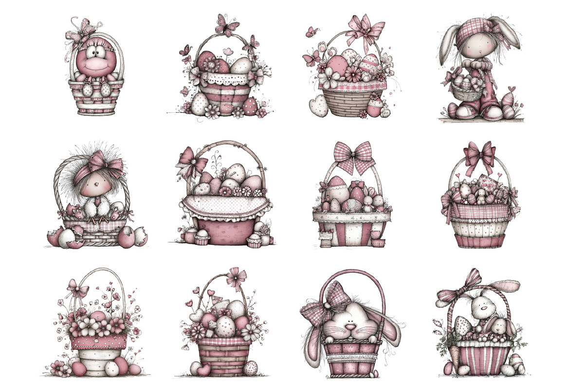 Easter Basket Clipart Set, an Illustration by Design Market (Photo 2 of 3)
