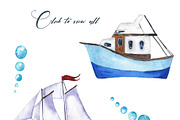 Summer sea watercolor set, an Illustration by Watercolor & sketches (Thumbnail 3 of 7)