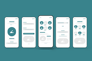Mobile App Wireframe UI UX Design, an UI Kit Template by MightyDesign