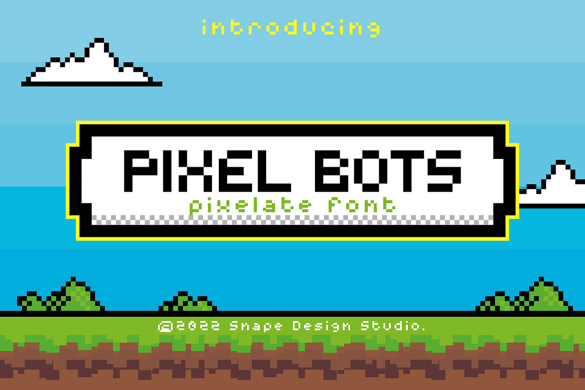Pixel Bots - Pixel Font, a Font by Snape Design Studio (Photo 1 of 5)
