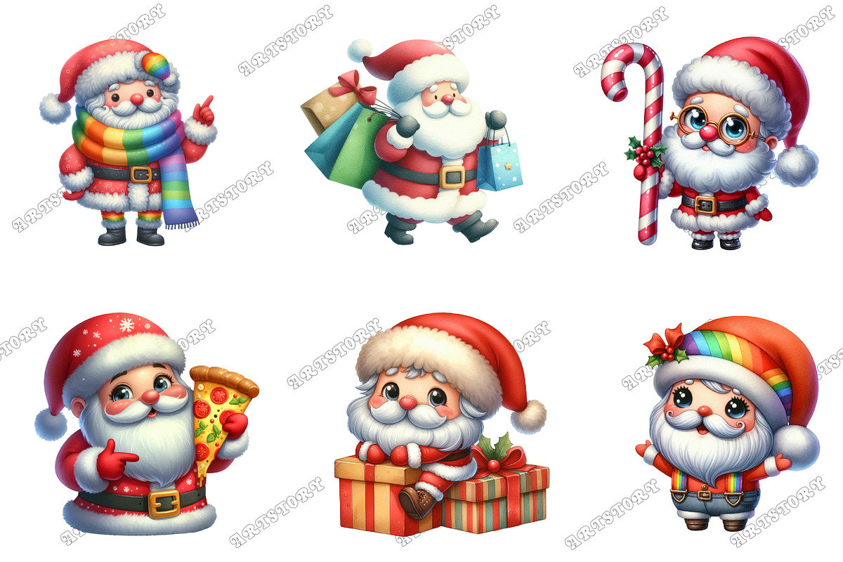 Quirky Santa PNG Clipart Bundle, an Illustration by designcity5 (Photo 3 of 5)
