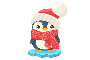Penguin wearing a hat and scarf, an Animal Illustration by innakreativ