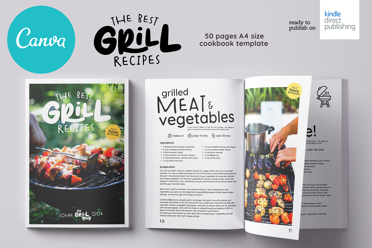 Grill Recipes Cookbook Template, a Magazine Template by DeLaGranSiete (Photo 1 of 11)
