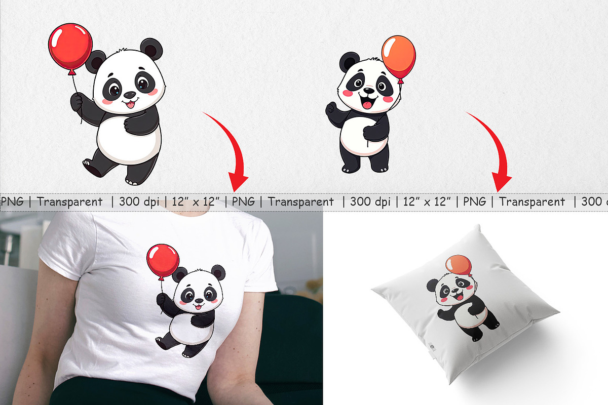 Balloon Panda Clipart, a Graphic by Artnoy (Photo 3 of 5)