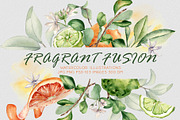 Citrus fruits and flower watercolor, a Decorative Illustration by Kate Lanbina (Thumbnail 1 of 20)