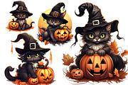 Halloween Black Cat Clipart Bundle, a Seasonal Illustration by Creative Arslan (Thumbnail 4 of 9)