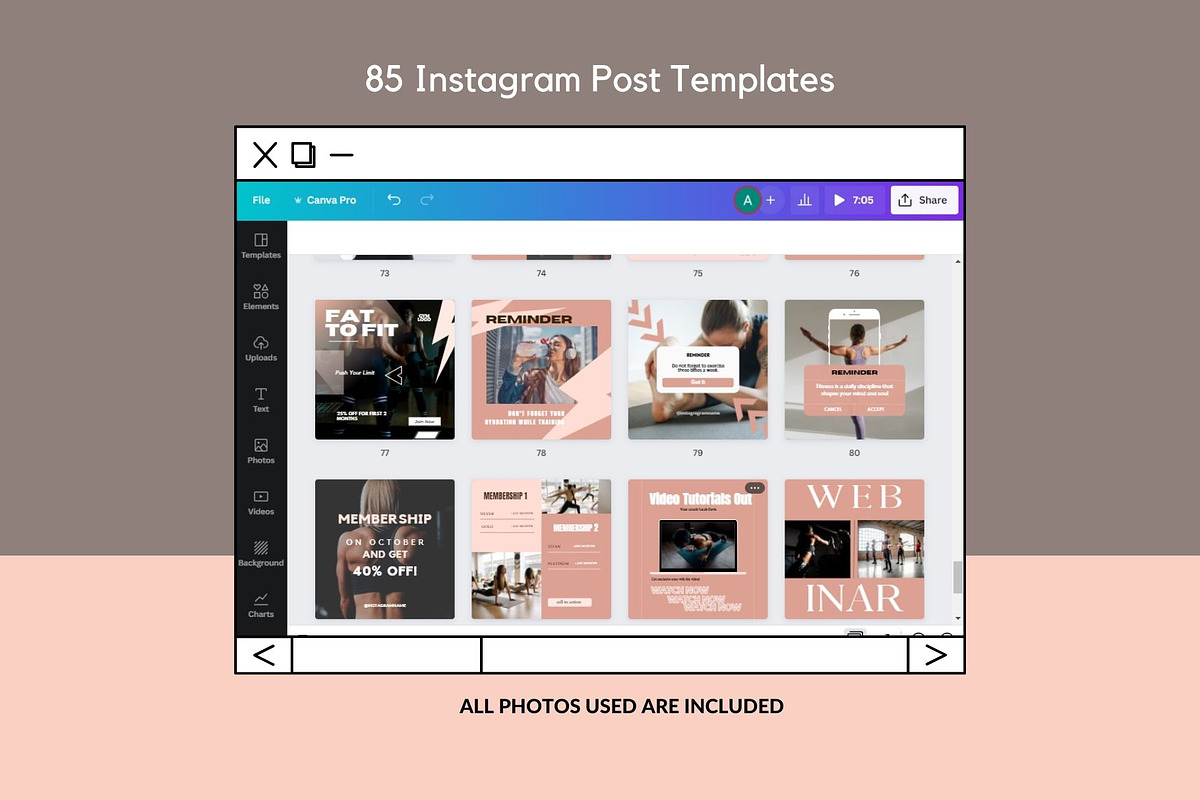 Fitness Coach Instagram Templates, a Social Media Template by Deepa Template Studio (Photo 3 of 18)