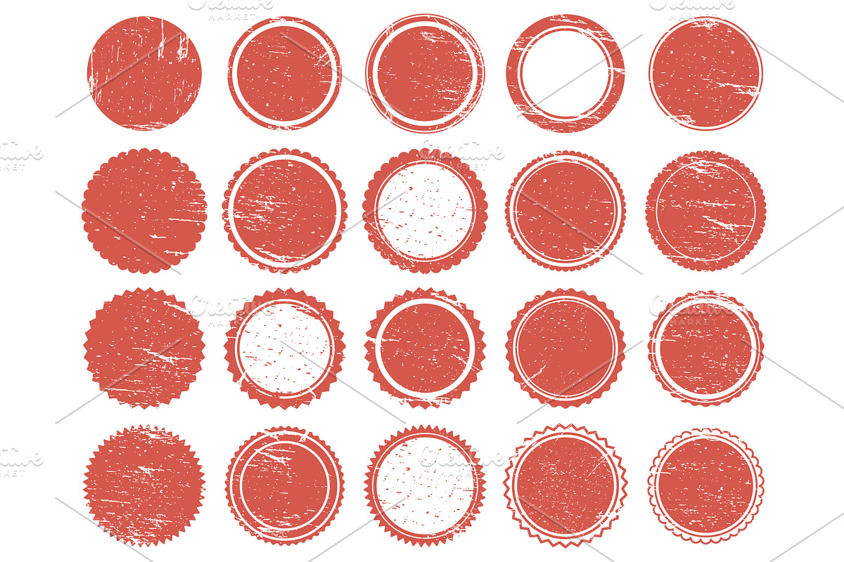 Grunge texture stamp. Rubber red, a Texture Illustration by winwin.art