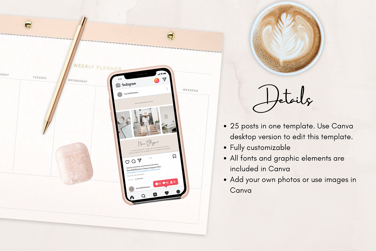 25 Instagram Post Templates, a Social Media Template by Tegefeldt Design (Photo 5 of 6)