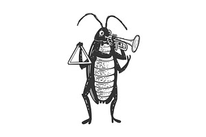 Cockroach Trumpet Sketch Vector