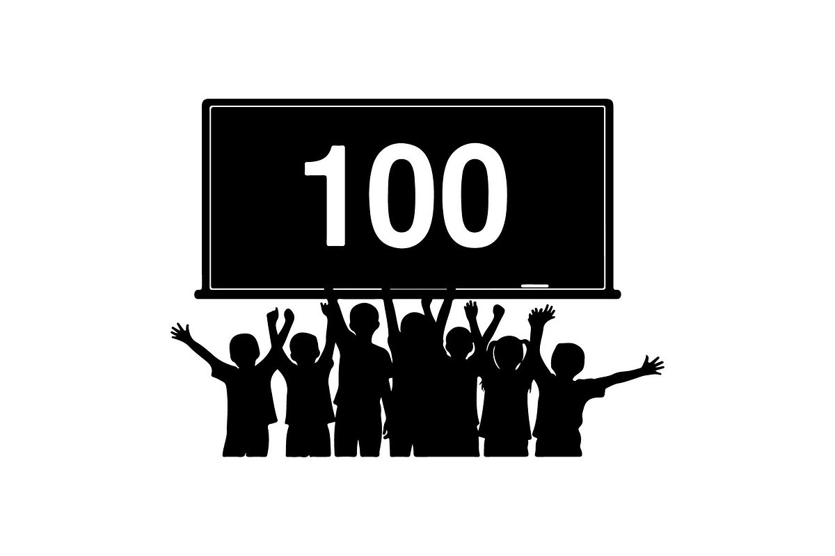 100 Days of School Crowd Silhouette, an Object Graphic by jahid234 (Photo 2 of 9)