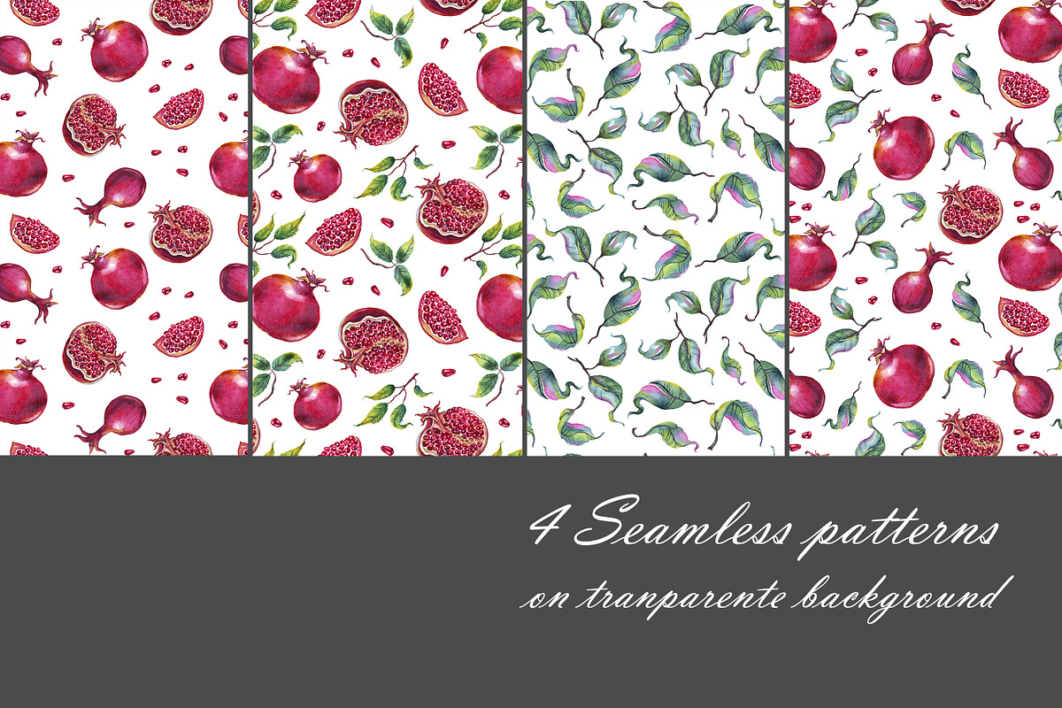 Watercolor pomegranates png clipart, an Illustration by Alena Kurian (Photo 4 of 4)