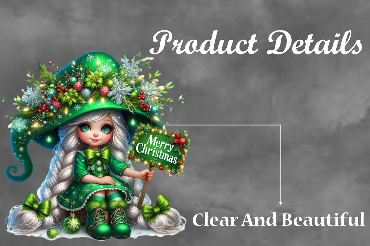 Christmas Girl Gnomes Sublimation, a Seasonal Illustration by Craft Nest (Photo 3 of 5)
