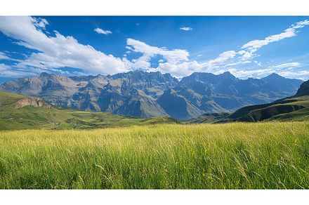 Majestic Mountain Range Under Clear, a Nature Photo by Lermont51