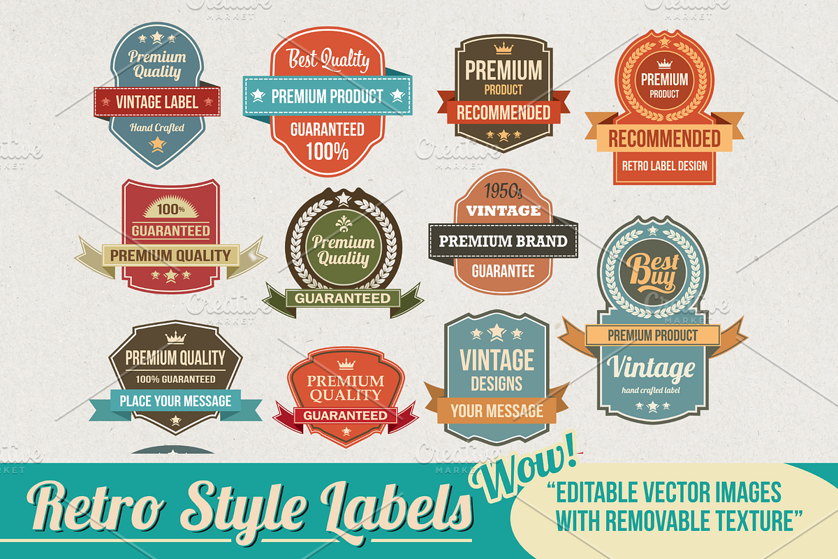 80+ Retro & Vintage Style Labels, a Branding & Logo Template by ThePhoton (Photo 5 of 9)