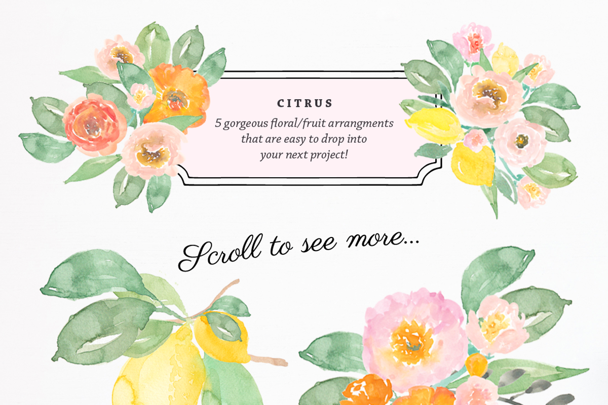 Citrus Watercolor Clipart, an Illustration by Emerald & Ivy Studios (Photo 3 of 4)