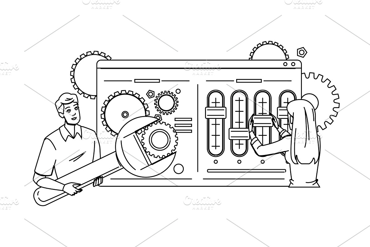 website on page seo vector, a Technology Illustration by pikepicture