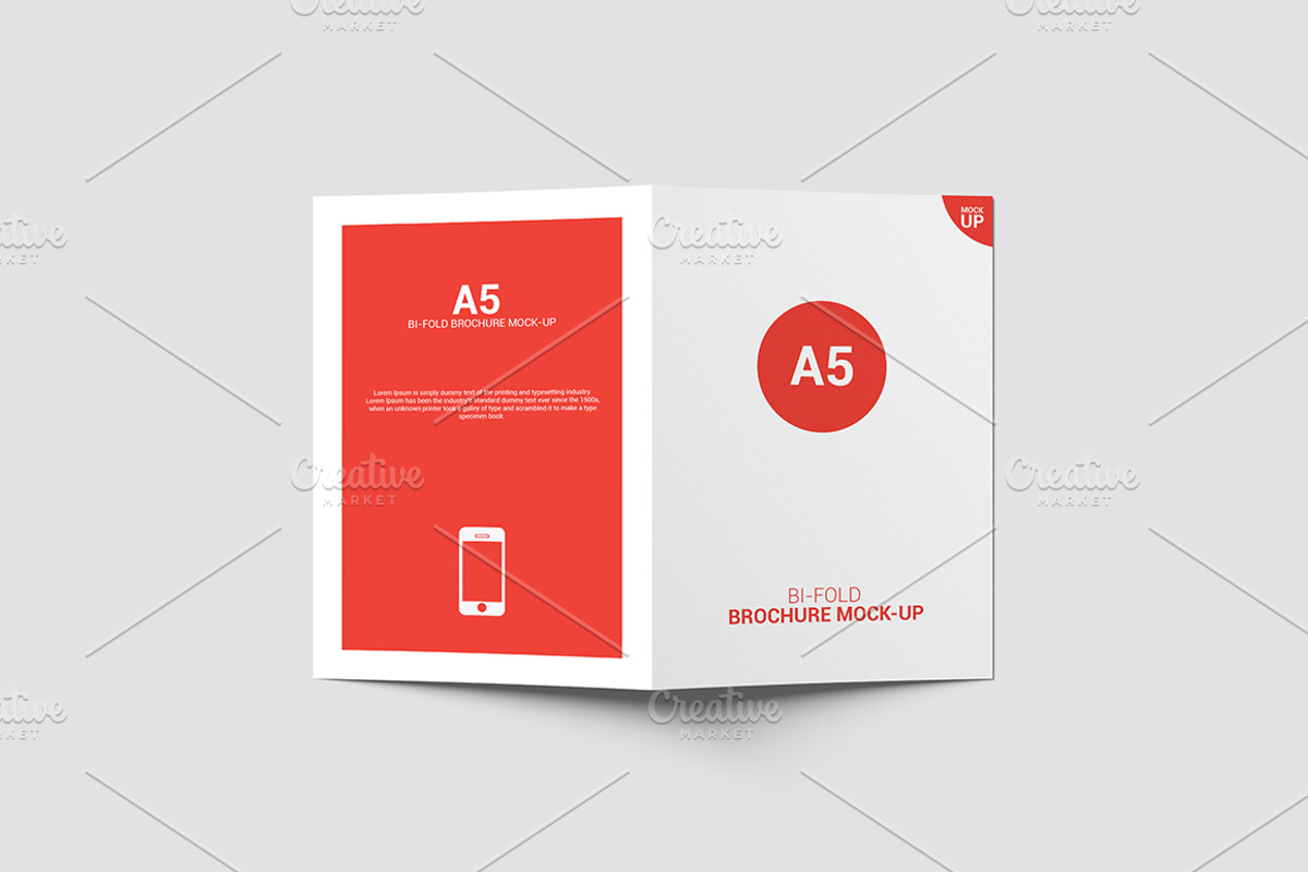 Bi-Fold Brochure Mock-Up - A5 A4, a Print Template by AlkStudio