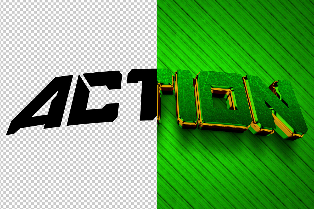 Action 3D editable text effect, a Layer Style Add-On by Hello Muh (Photo 2 of 2)