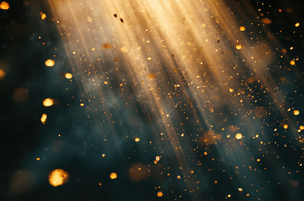 Gold particles flying in a light bea, a Photo by Iftikhar Alam