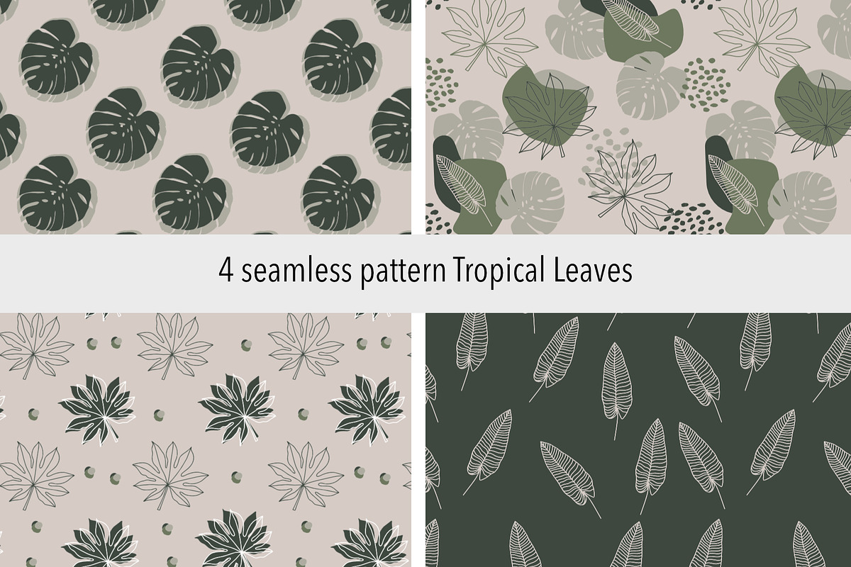 Tropical leaves seamless pattern, a Pattern Graphic by OrcaJs (Photo 1 of 5)