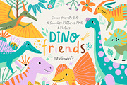 Dino illustration Patterns Posters, an Animal Illustration by OxanaTally (Thumbnail 1 of 14)